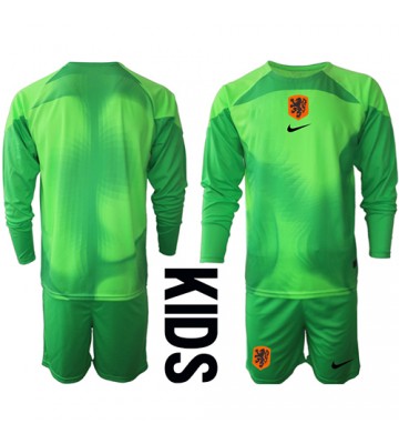 Nederland Keeper Hjemmedraktsett Barn VM 2022 Langermet (+ Korte bukser)